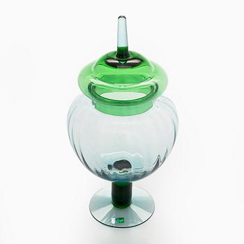 Kerttu Nurminen, a 'Grandmother's candy bowl' art glass object, Lampi Pro Arte 1993, signed K. Nurminen, Nuutajärvi.