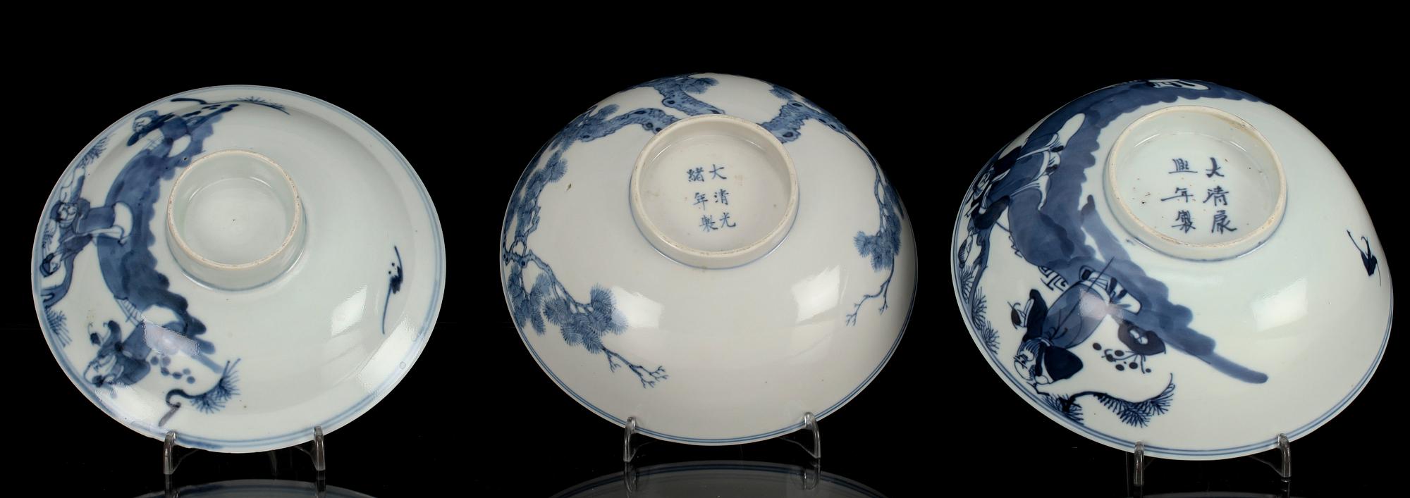 SKÅLAR, 3 st, porslin. Kina, 1800-tal.