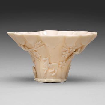 174. A blanc de chine libation cup, Qing dynasty, Kangxi (1662-1722).