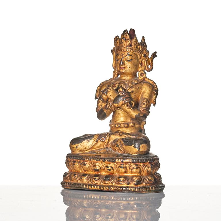 A Sino Tibetan figure of Adibuddha Vajradhara, 15/16th century.