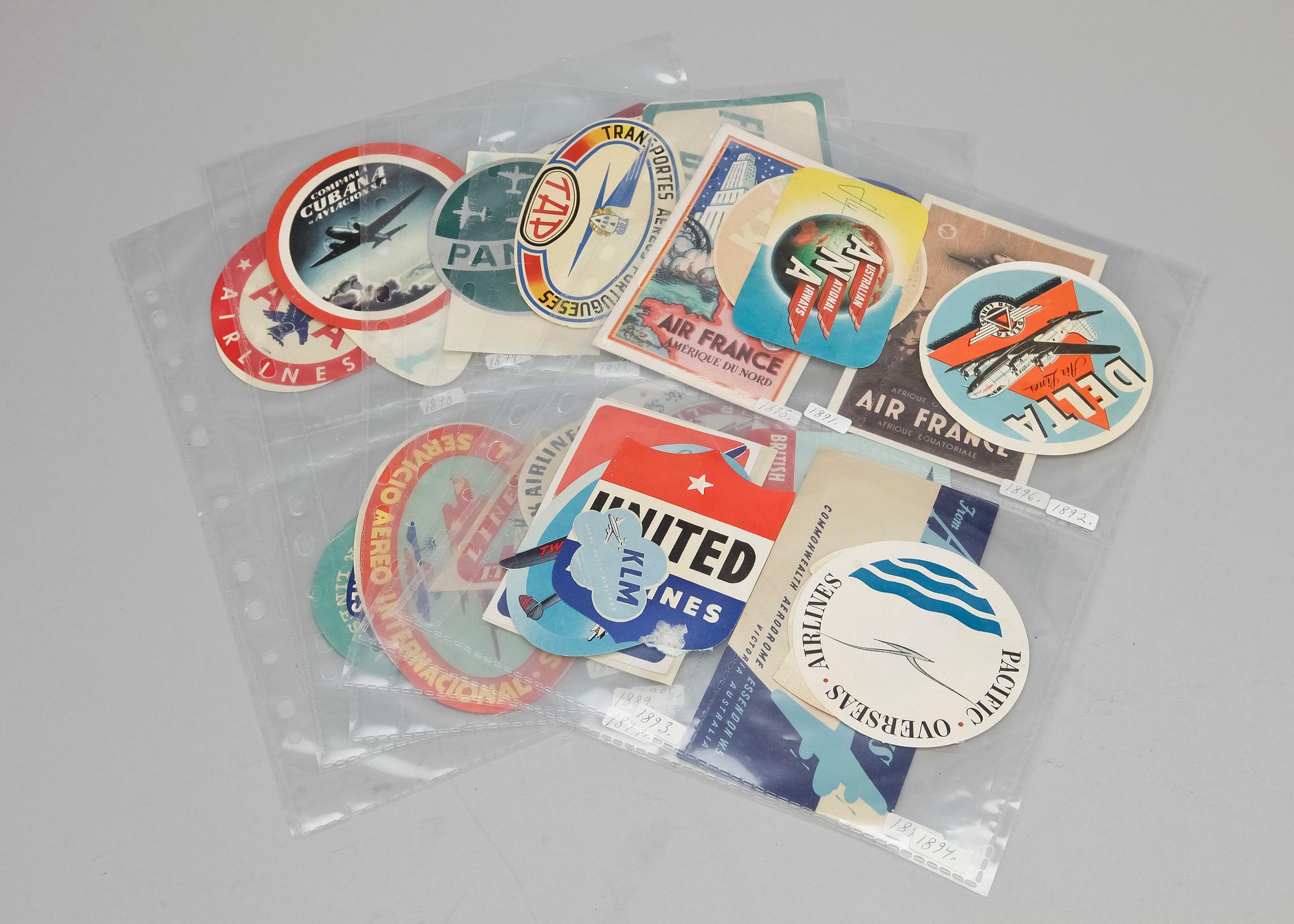 BAGAGETIKETTER, ca 80 st, 1900-talets andra hälft.