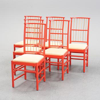 Six chairs, model 2025, by Josef Frank in 1925, Firma Svenskt Tenn.