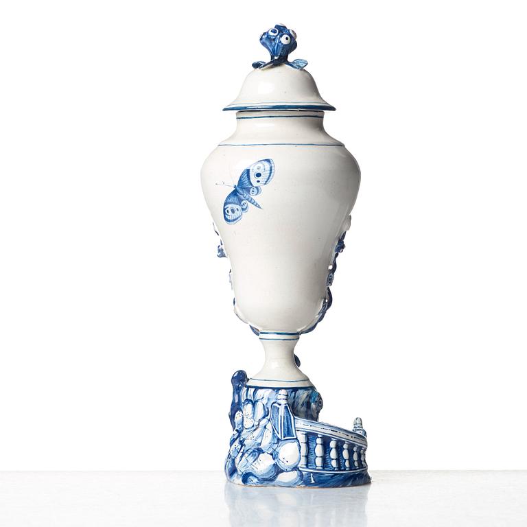 A Swedish Marieberg faience vase with cover, 1772.