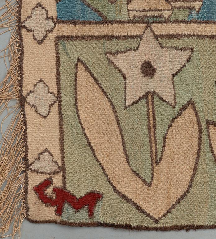 TAPESTRY. "Prinsessen og gullfuglene". Tapestry weave. 141,5 x 231 cm. Signed GM DNH (Gerhard Munthe, Den Norske Husflidsforening).