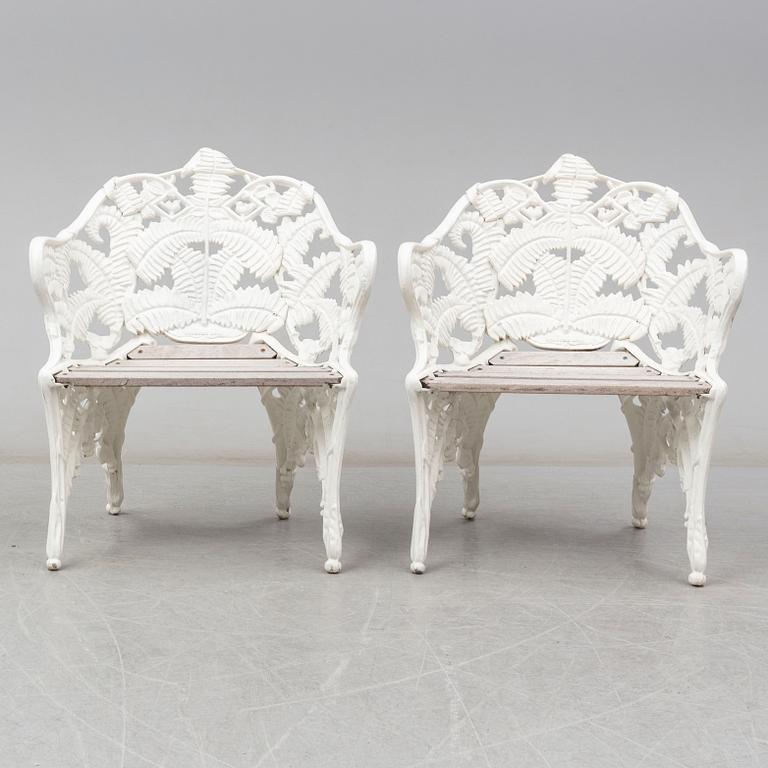 TRÄDGÅRDSSTOLAR, ett par, Byarums Bruk, 1900-talets andra hälft.