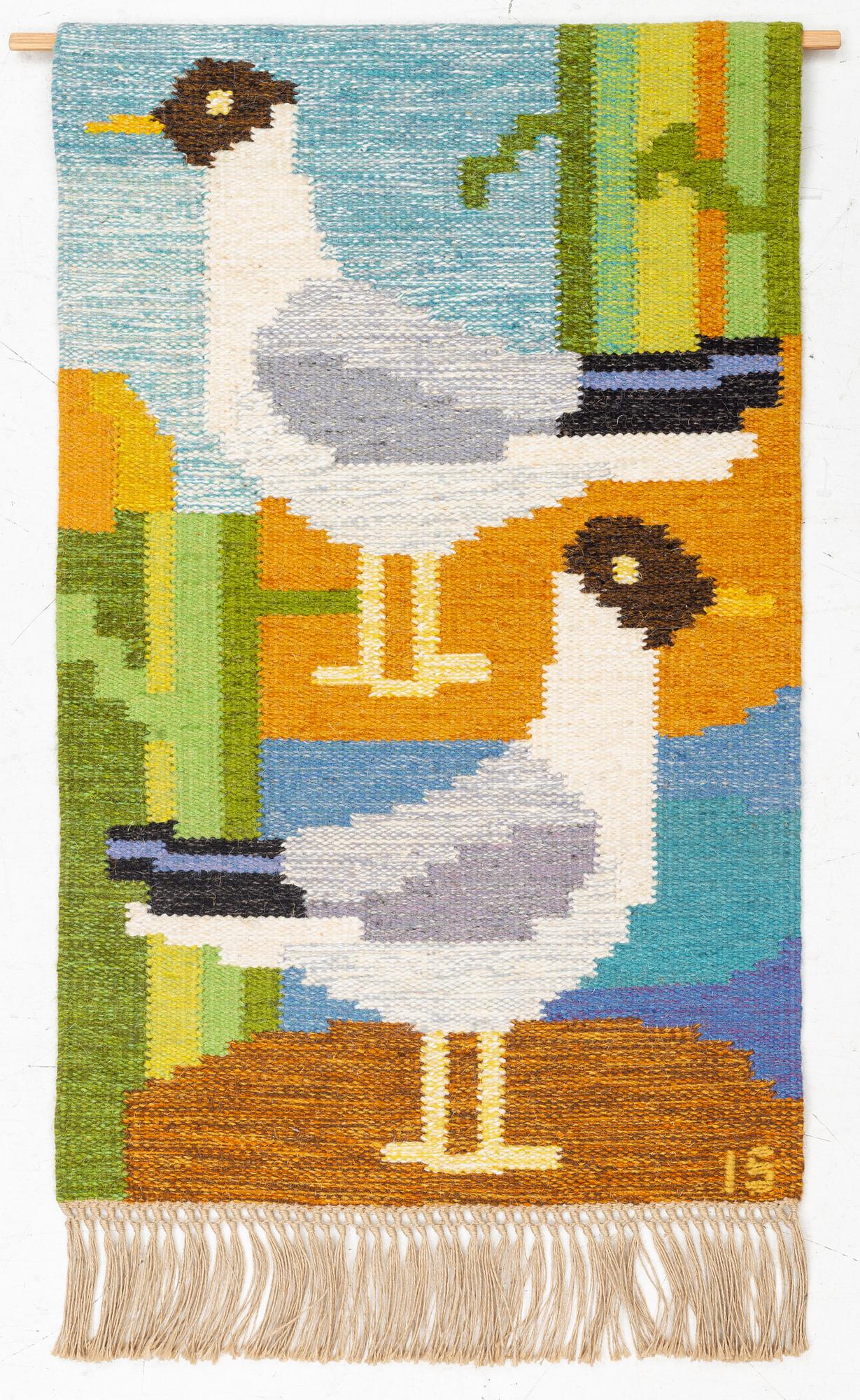 Ingegerd Silow, a flat weave carpet/weave, Axeco, signed IS, ca. 90 x 56 cm.