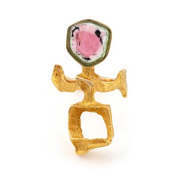 525. Björn Weckström, ring, "Heijastus", 14K guld med vattenmelonturmalin, Lapponia 1974.