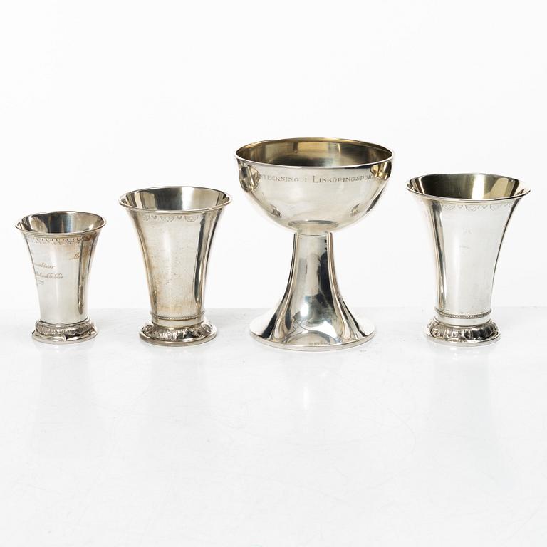 Trophies, 4 pcs, silver, including GAB and CG Hallberg, 20th century.