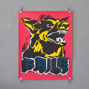 FAILE, "Dog Black Light", print-Multiple , offset, Unnumbered limited edition, signed & studio embossed 2015.