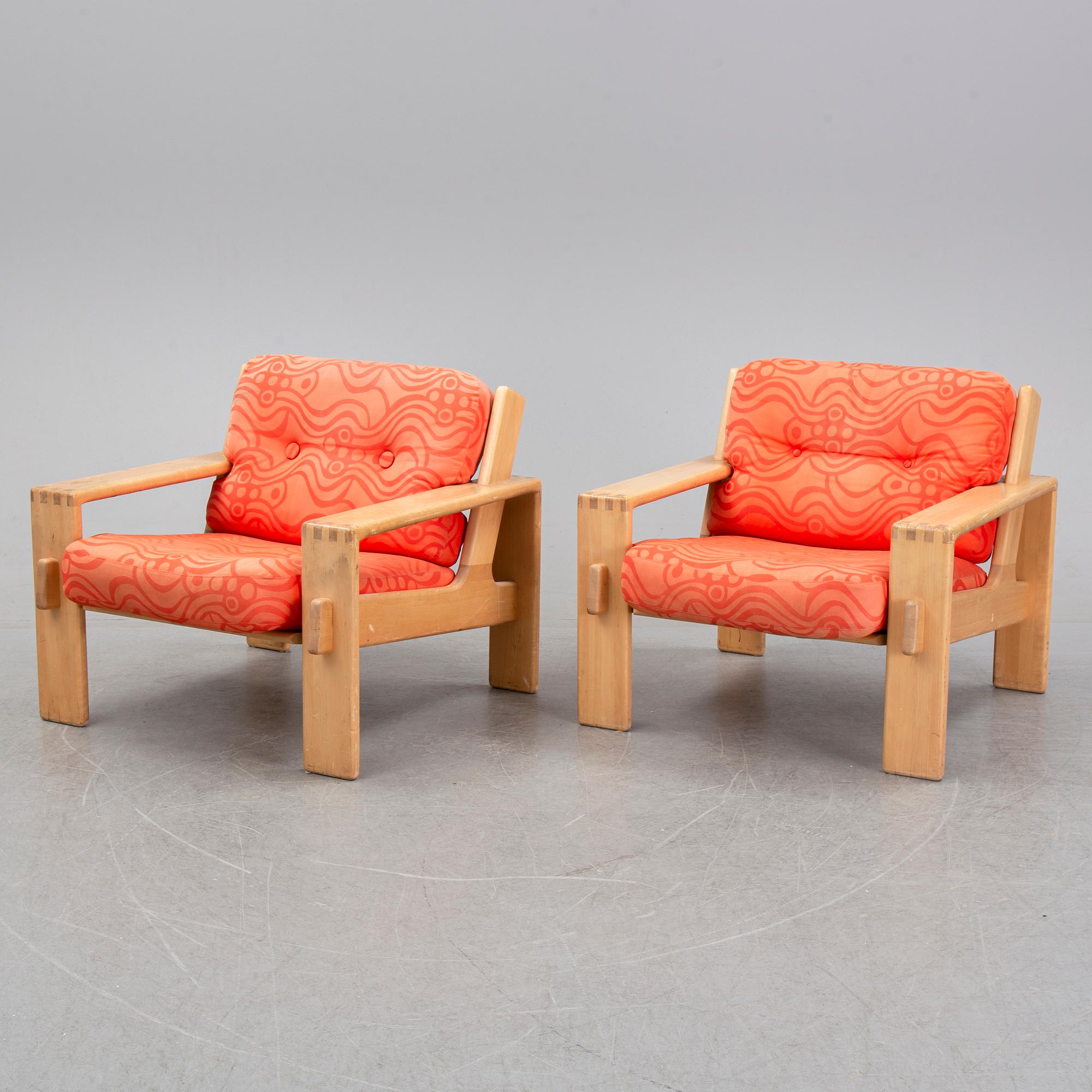 Esko Pajamies, a pair of 'Bonanza' armchairs for Asko, 1970's.