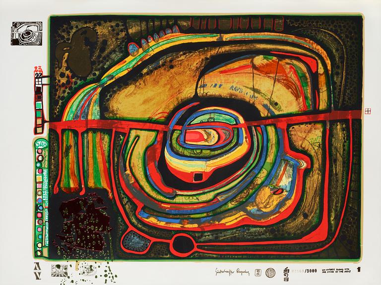 Friedensreich Hundertwasser, "Look at it on a rainy day (The Regentag portfolio)".