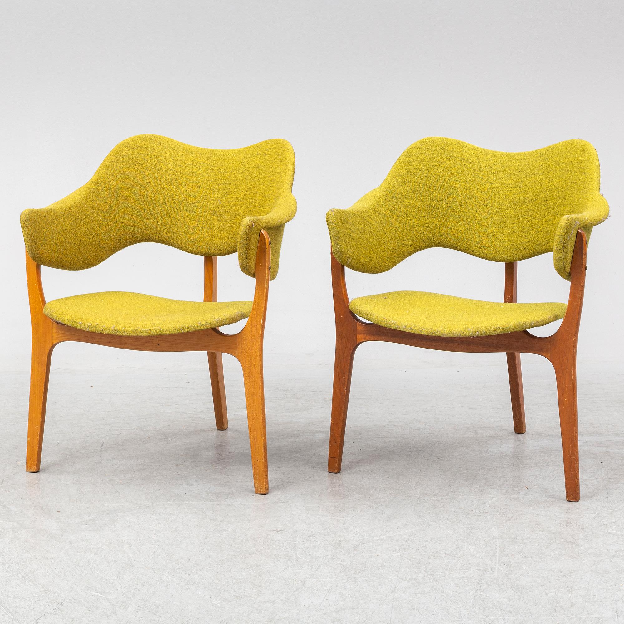 KJELL HJALL & BJARNE STAVE, a pair of armchairs from Møre Lenestolfabrikk, Norway, produced from 1954.