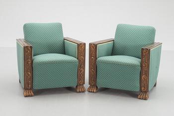 FÅTÖLJER, ett par, Art deco, 1900-talets första hälft.