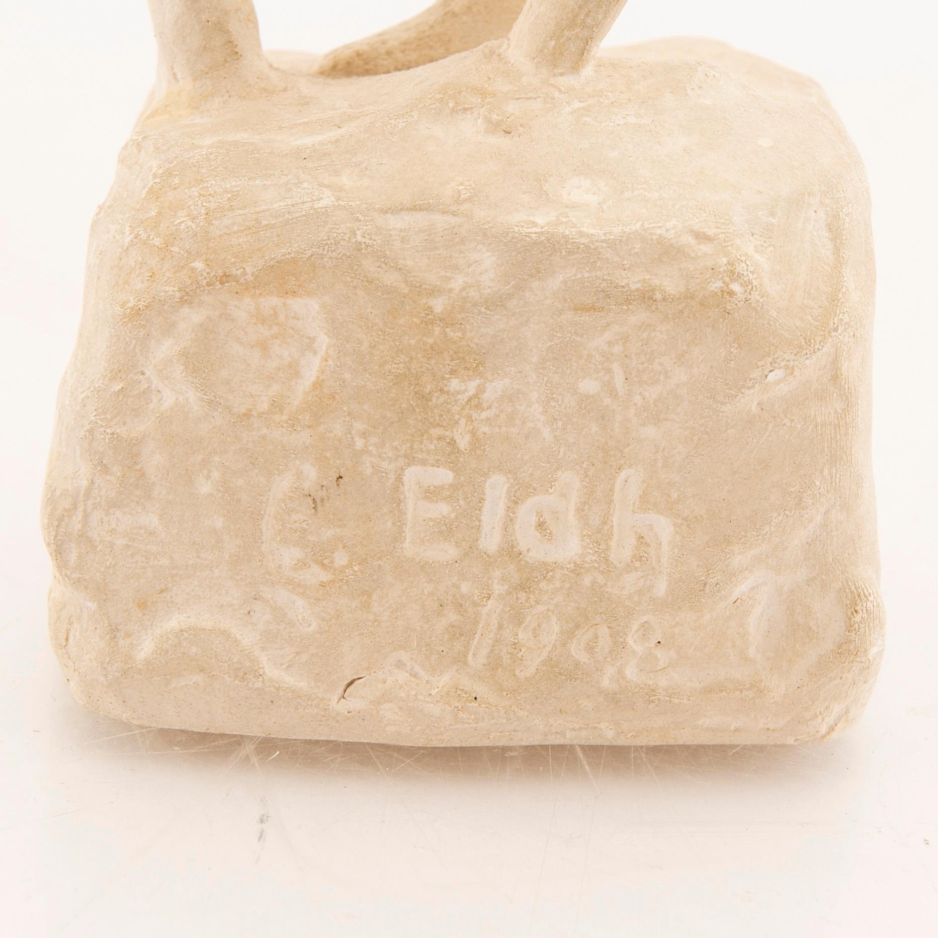 Carl Eldh, skulptur, gips, sign och daterad 1908.