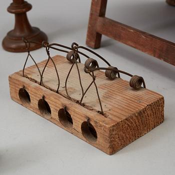NINE WOODEN ITEMS, 19th century.