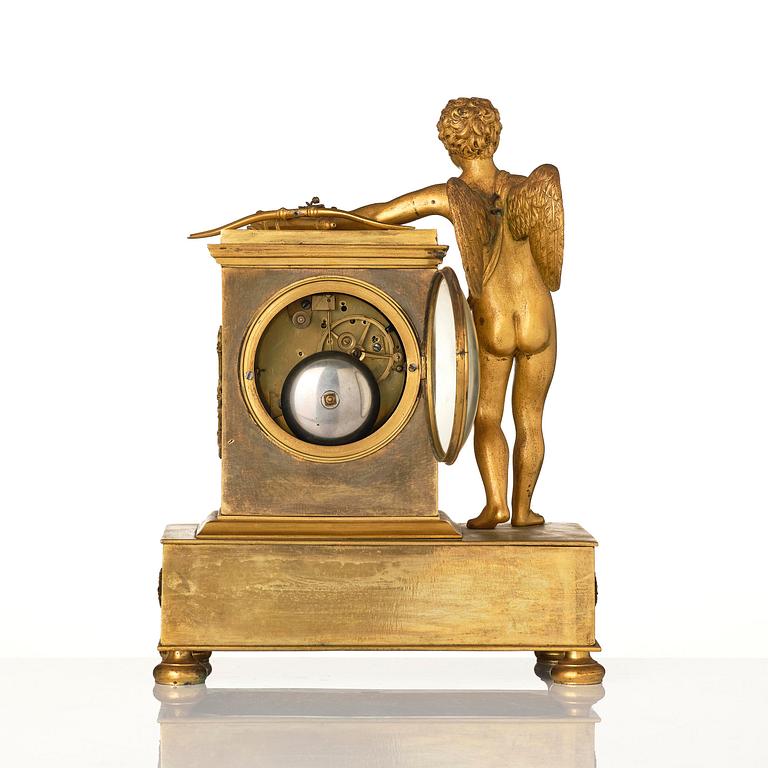 A French Empire ormolu mantel clock, early 19th century.