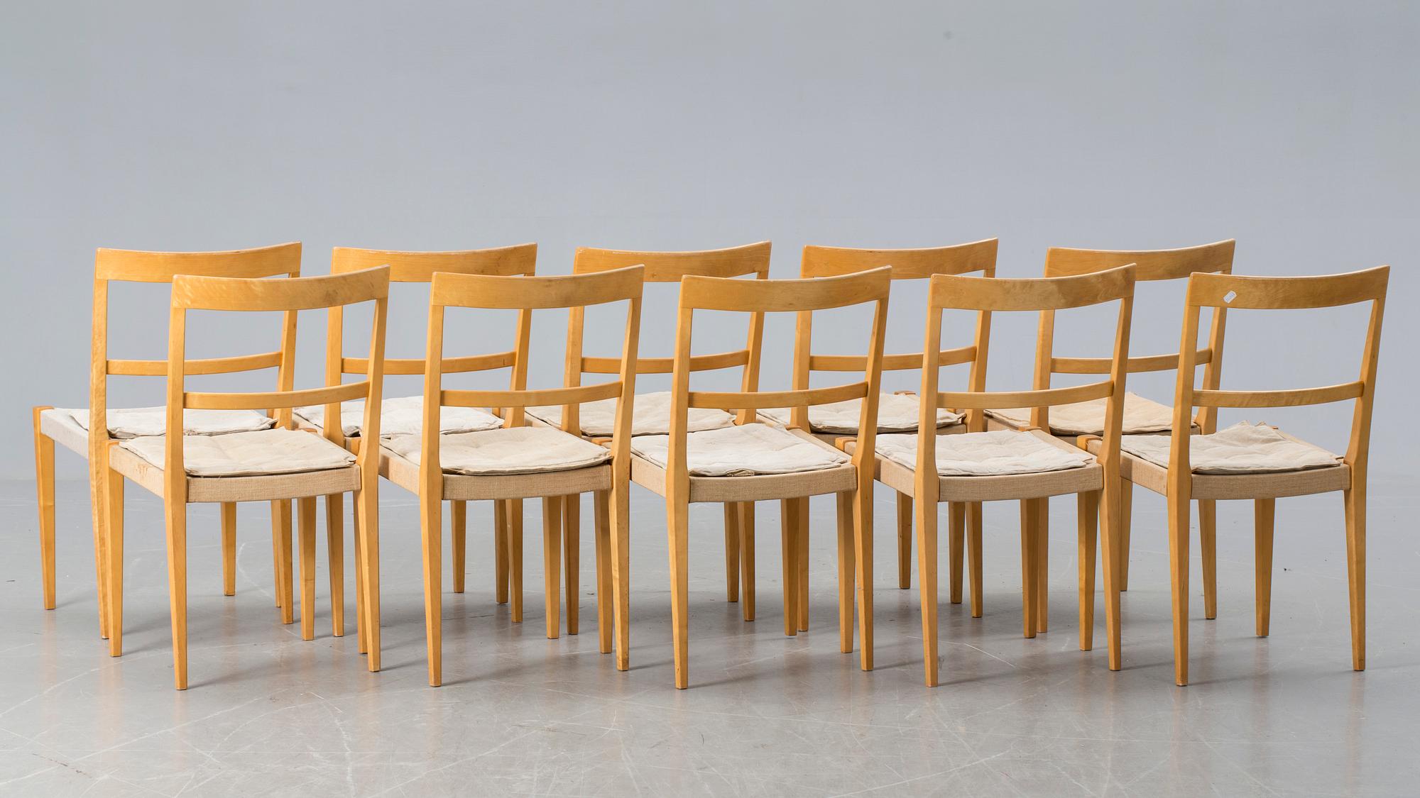 BRUNO MATHSSON, stolar 10 st, "Mimat", Matsson International Värnamo.