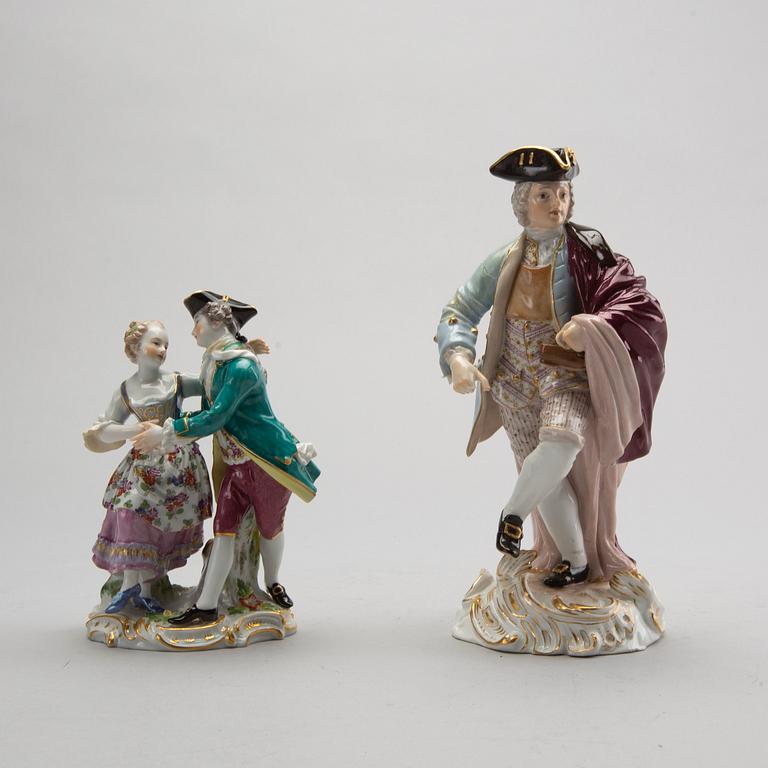 FIGURINER, 2 stycken, porslin, Meissen, Tyskland, 1900-talets första hälft.