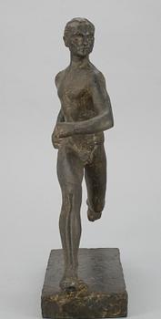 WÄINÖ AALTONEN, skulptur, Paavo Nurmi, patinerad metall.