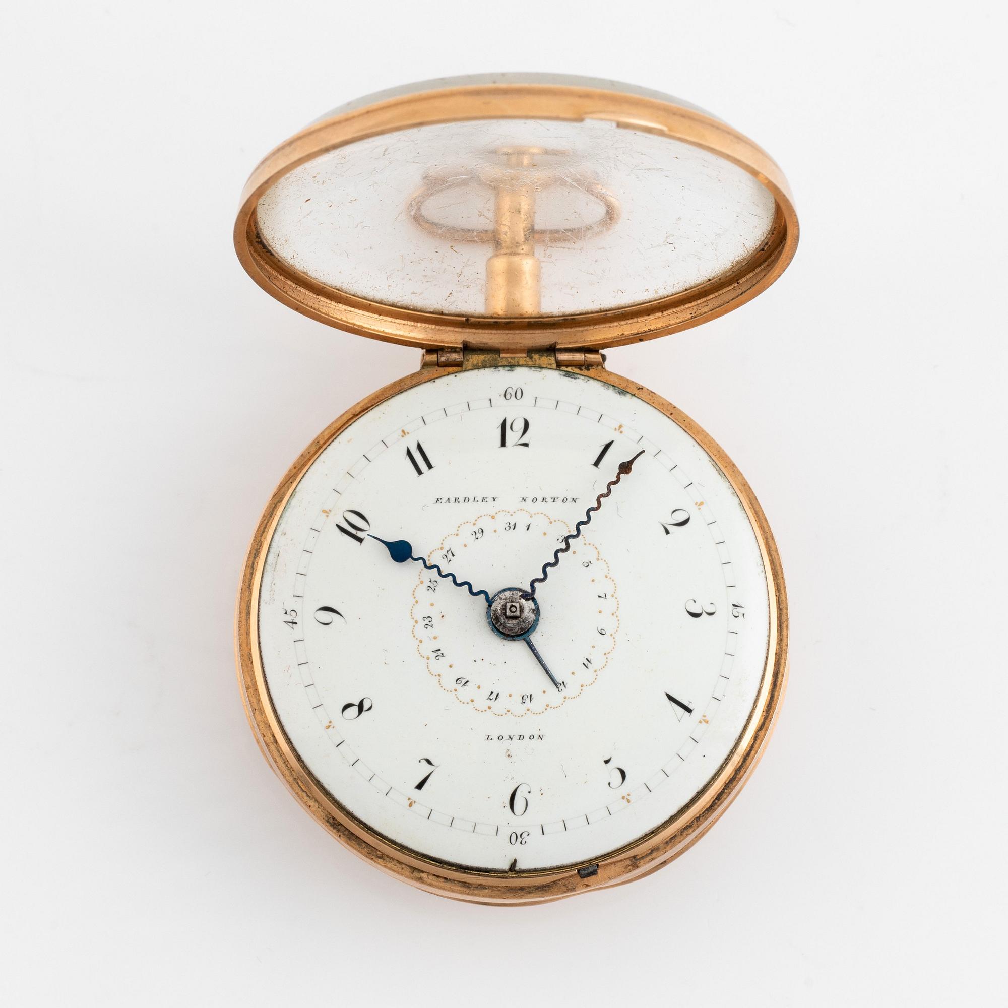 Fickur, av Eardley Norton (verksam i London 1760-94), "Calendar, Quarter Repeating", ca 1790.