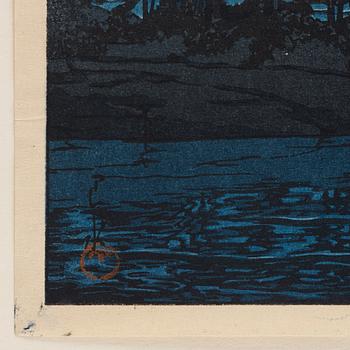 Kawase Hasui (1883-1957), Matsushima Futagojima (Futago Island, Matsushima), färgträsnitt, Japan, 1900-tal.
