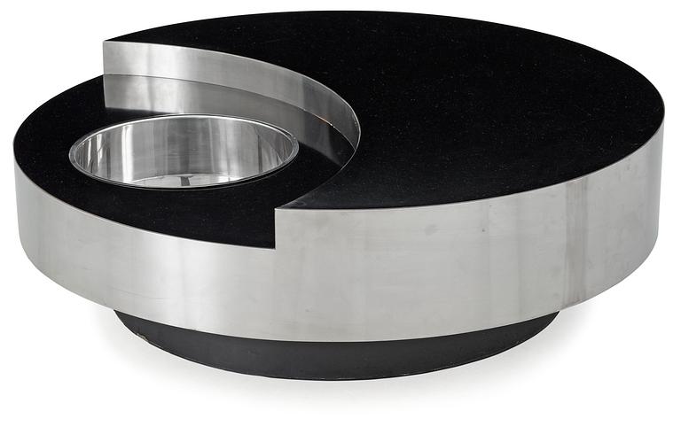 A Willy Rizzo revolving coffee table with bar, France, 1970s.