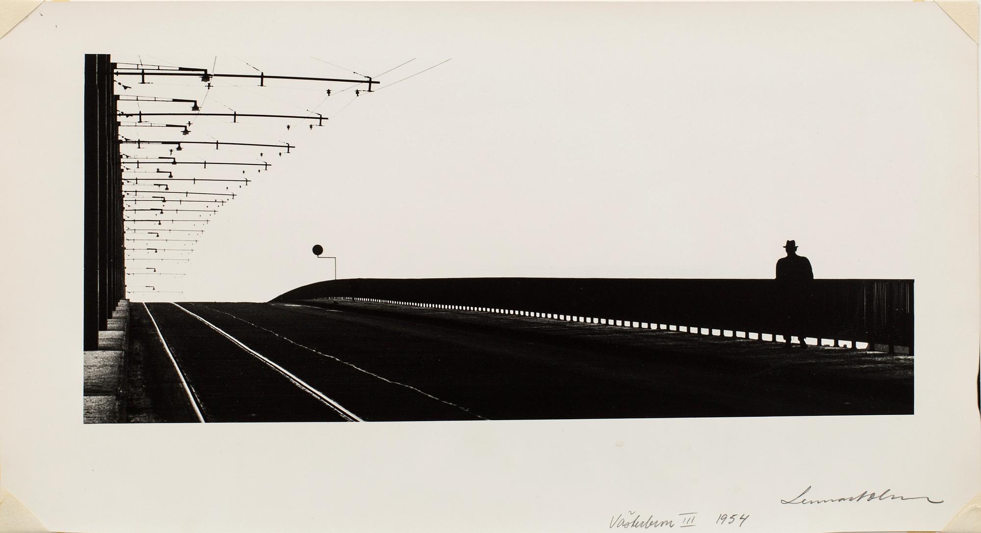 LENNART OLSON, gum print, 'Västerbron III 1954', signed and dated.