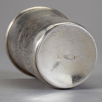 BÄGARE, silver, sannorlikt Moskva, Ryssland 1850. Totalvikt 46 g.