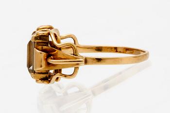 Ateljé Stigbert,ring and earrings, 18K gold and rockcrystal, Stockholm 1949.