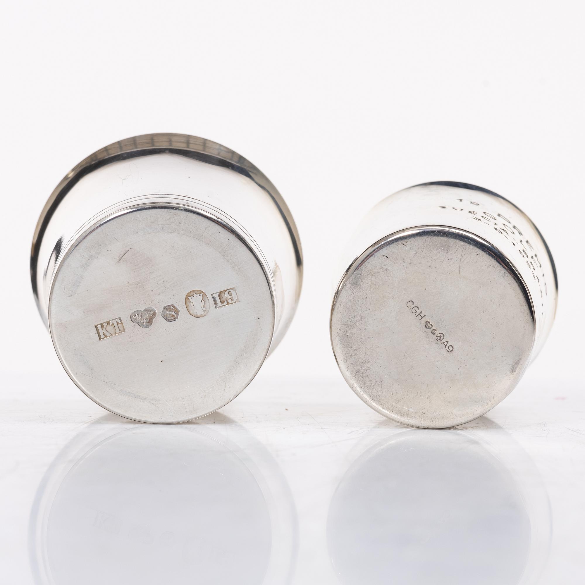 Seven Swedish silver cups, Stockholm 1950s-60s.