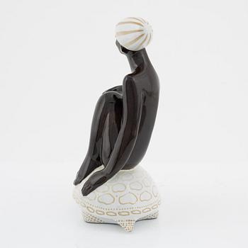 Mari Simmulson, figurin, lergods, Upsala Ekeby, 1950-tal.