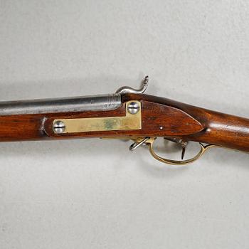 A percussion rifle with bayonet, probably swedish model 1815-45.