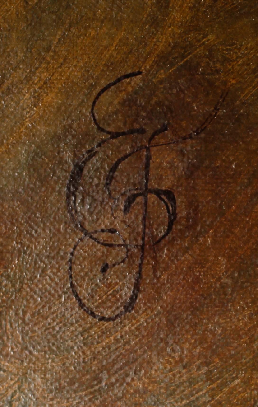 OKÄND KONSTNÄR. olja på duk, monogramsign, 1800-tal.
