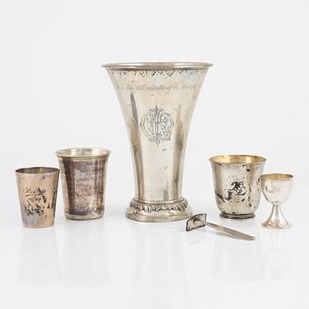 Six silver items, GAB, Atelier Borgila and Axel Bergman, Stockholm, 1905-60.