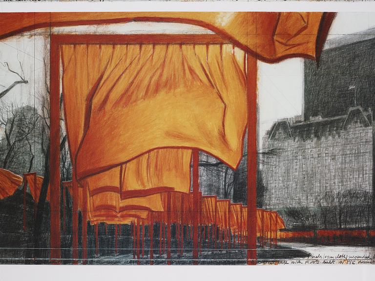 Christo & Jeanne-Claude, färgoffset, signerad med blyerts.