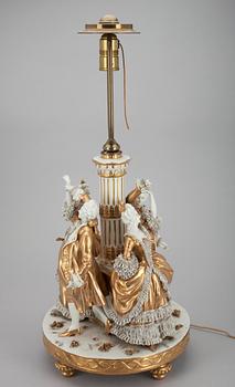 BORDSLAMPA, porslin, rokokostil, Wien tidigt 1900-tal.