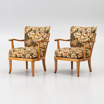 Einari Kyöstilä, Armchairs, a pair, Oy Stockmann Ab, Kervo Snickerifabrik, Finland, 1940s.