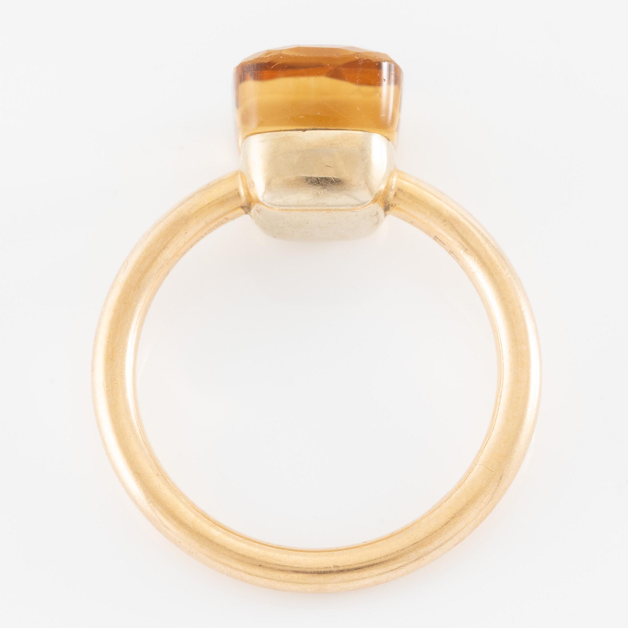 Pomellato ring 18K gold with a faceted citrine "Nudo Petit".