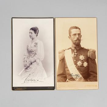 Royal photographs, personally signed by Gustaf V as crown prince and Queen Victoria as crown princess.