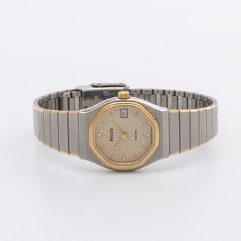 RADO LADIES WRISTWATCH, stainless steel and gold, 21 mm, quartz, date.