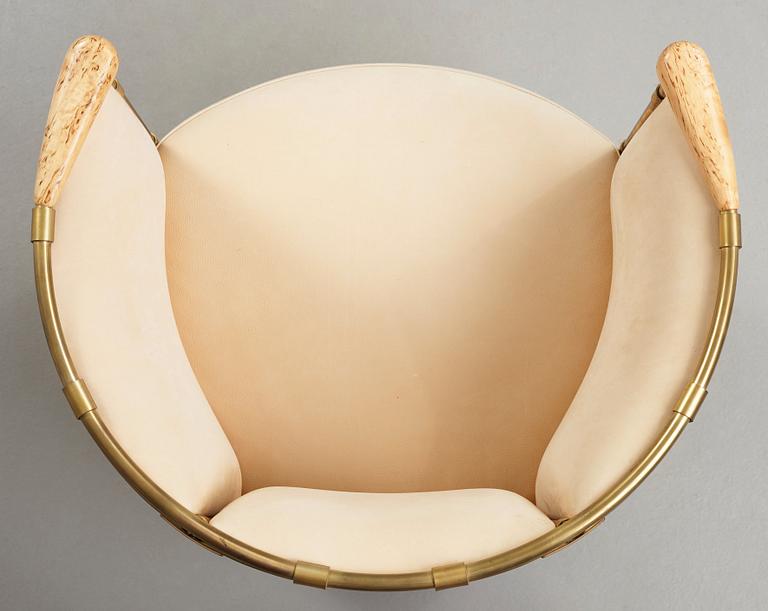 Mats Theselius, A Mats Theselius 'El Dorado' brass, birch and leather armchair, Källemo, Sweden post 2002.