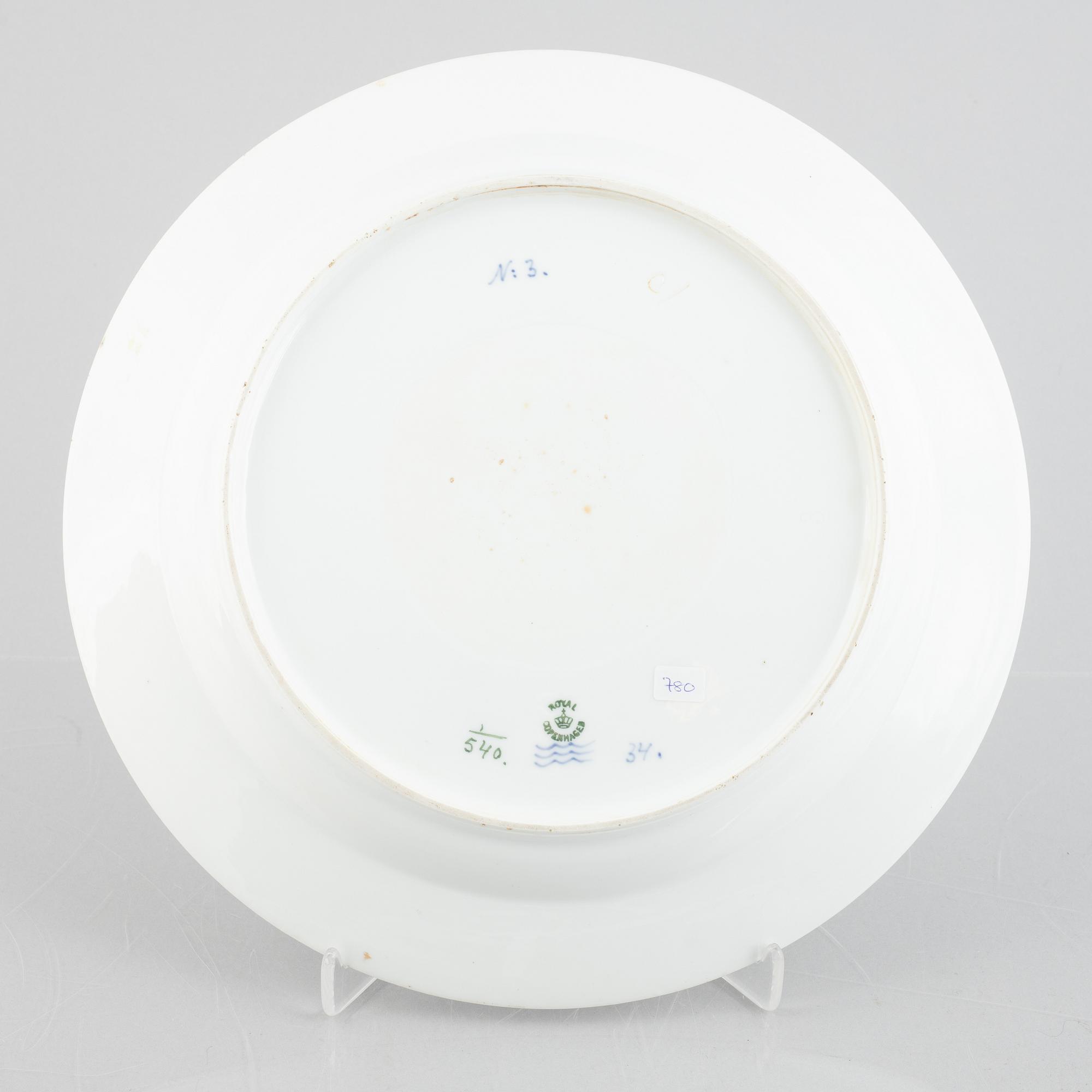 Serveringsfat, porslin, Royal Copenhagen, "Musselmalet halvblond", modell 540, 1898-1923.