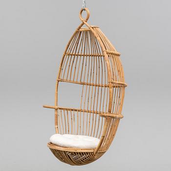 A bamboo and rattan hanging easy chair, second half of the 20th Century.