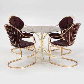Gastone Rinaldi, a dining table and four chairs, Italy, 1970's/80's.