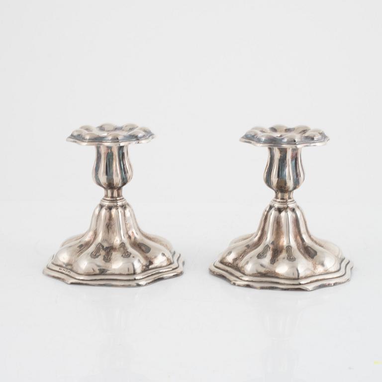 Candlesticks, a pair, silver, CG Hallberg, Stockholm, 1938.