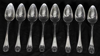 MATSKEDAR, 8 st, silver. O.P.Hallberg, Norrköping 1842.