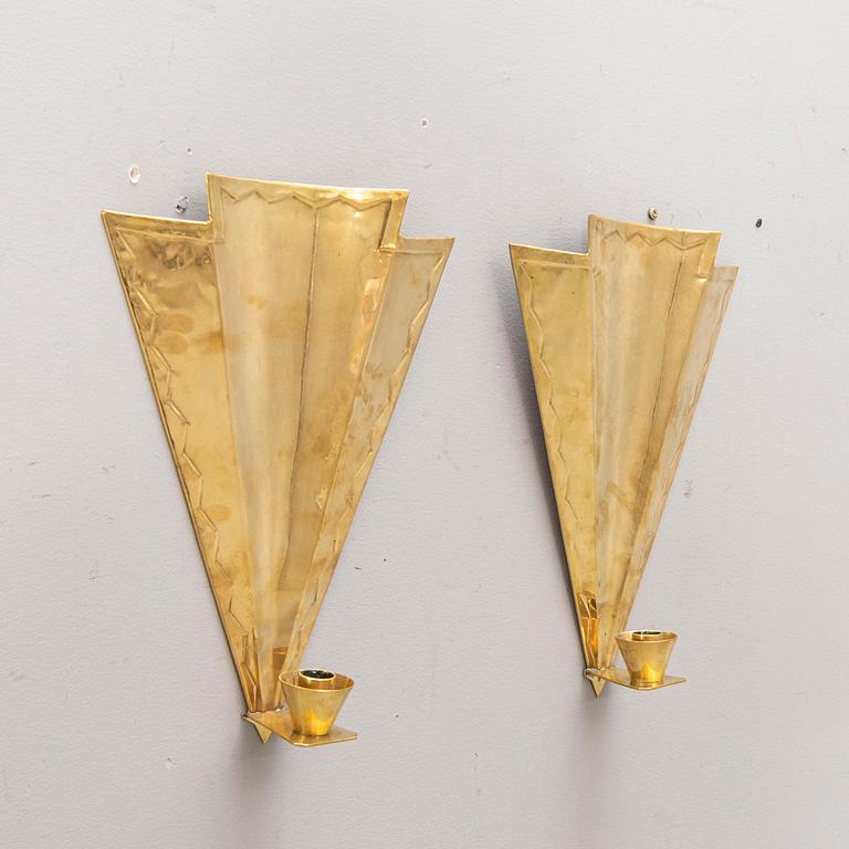 A pair of Lars Holmström brass wall scones mid 1900s.