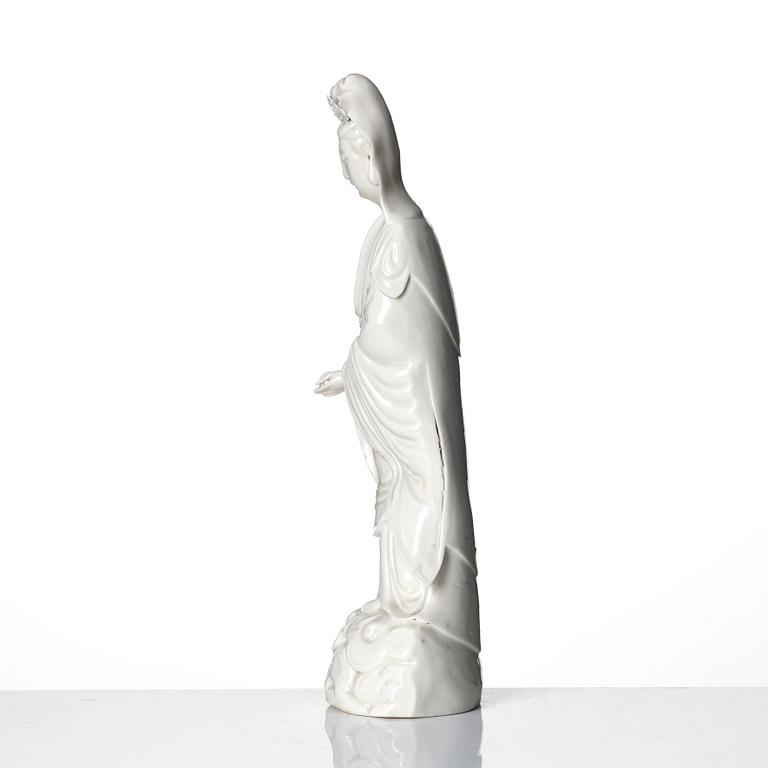 A Chinese blanc de chine figure of Guanyin, Qing dynasty, 19th Century.