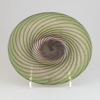 Eva Englund, a 'graal' glass dish, Orrefors, Sweden 1982.