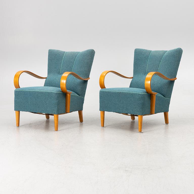 A pair of Swedish Modern armchairs, 1940's.
